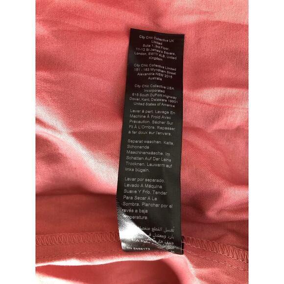 City Chic Uptown Dress Short Sleeve Paperbag Belted Colorblock Black Pink NWT 18 - Picture 7 of 8